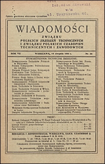 Wiadomości Związku Polskich Zrzeszeń Technicznych 1931 nr 26