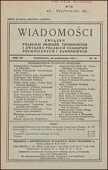 Wiadomości Związku Polskich Zrzeszeń Technicznych 1931 nr 30