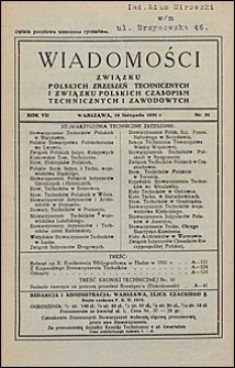 Wiadomości Związku Polskich Zrzeszeń Technicznych 1931 nr 31