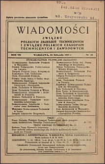 Wiadomości Związku Polskich Zrzeszeń Technicznych 1931 nr 32