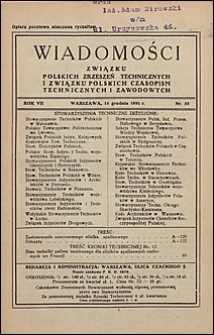 Wiadomości Związku Polskich Zrzeszeń Technicznych 1931 nr 33