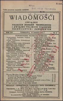 Wiadomości Związku Polskich Zrzeszeń Technicznych 1932 nr 8