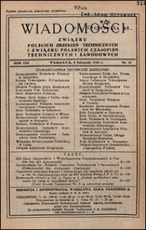 Wiadomości Związku Polskich Zrzeszeń Technicznych 1932 nr 21