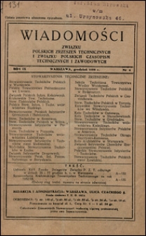 Wiadomości Związku Polskich Zrzeszeń Technicznych 1933 nr 4