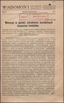 Wiadomości Związku Polskich Zrzeszeń Technicznych 1934 nr 1
