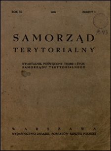Samorząd Terytorialny 1939 nr 1