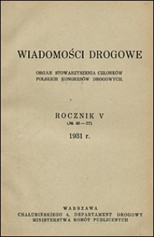 Wiadomosci Drogowe 1931 spis rzeczy