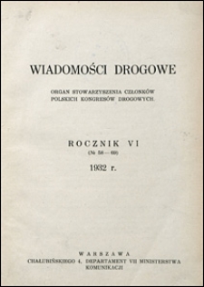 Wiadomości Drogowe 1932 spis rzeczy