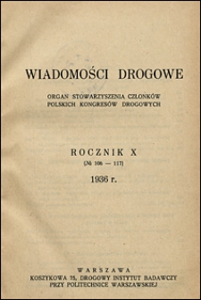 Wiadomości Drogowe 1936 spis rzeczy