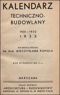 Kalendarz Techniczno-Budowlany 1931/1932-1933
