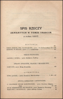 Biblioteka Warszawska 1907 t. 3 spis rzeczy