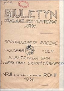 Biuletyn Koła Elektryków Studentów Politechniki Warszawskiej 1938 nr 2