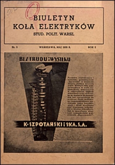 Biuletyn Koła Elektryków Studentów Politechniki Warszawskiej 1939 nr 5