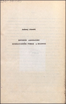 Kryterium algebraiczne nomograficzności funkcji n zmiennych