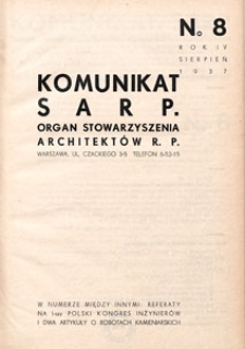 Komunikat SARP-u 1937 nr 8