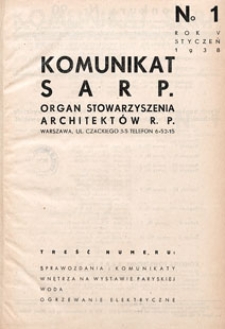 Komunikat SARP-u 1938 nr 1