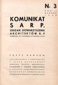 Komunikat SARP-u 1938 nr 3