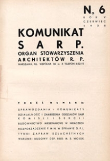 Komunikat SARP-u 1938 nr 6