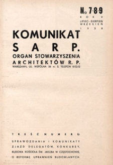 Komunikat SARP-u 1938 nr 7/8/9