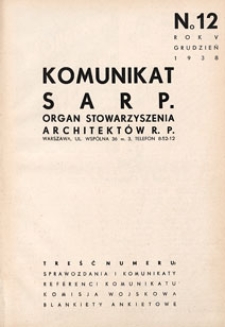Komunikat SARP-u 1938 nr 12
