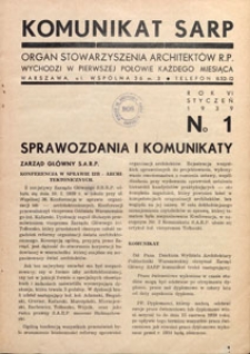 Komunikat SARP-u 1939 nr 1
