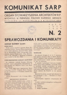 Komunikat SARP-u 1939 nr 2