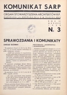 Komunikat SARP-u 1939 nr 3
