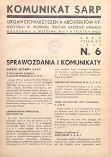 Komunikat SARP-u 1939 nr 6