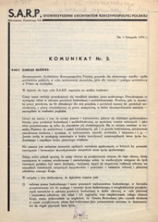 Komunikat SARP-u 1934 nr 3