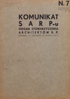 Komunikat SARP-u 1935 nr 7
