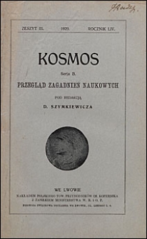 Kosmos 1929 nr 3. Seria B. Przegląd zagadnień naukowych
