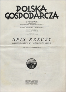 Polska Gospodarcza 1931 Spis rzeczy